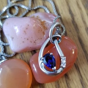 Sapphire & CZ 925 pendant chain